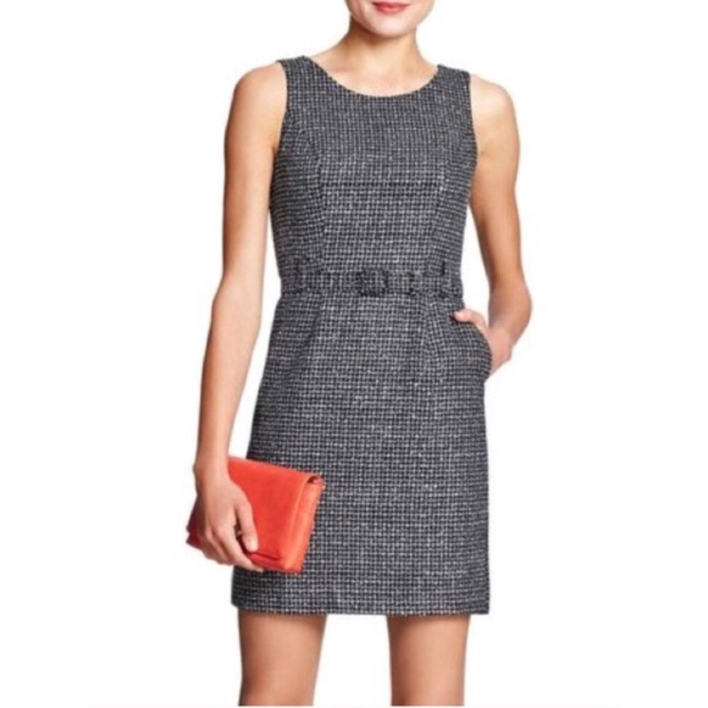 Banana Republic Petite Tweed Belted Sheath Dress